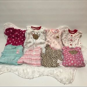 8 newborn zip up sleepers baby girl